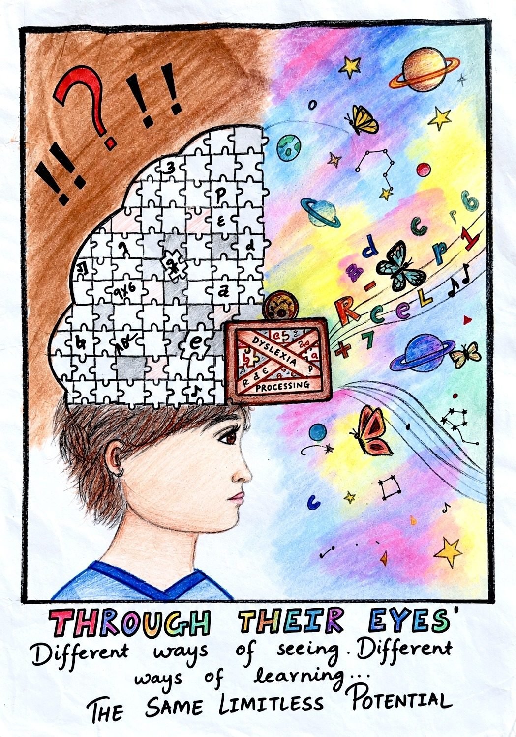 Dekho Unki Nazar Se (See the World Through Their Eyes), a hand-drawn artwork by Mansi R Mehta