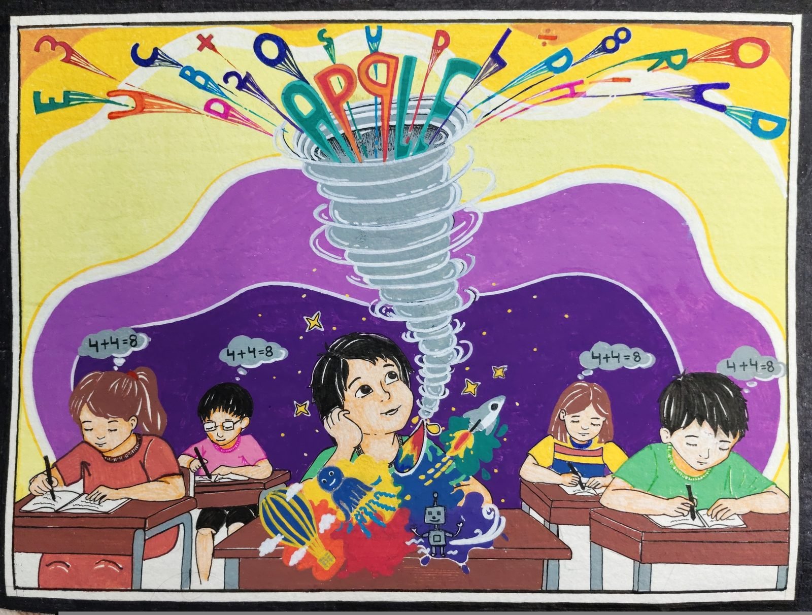 The gravity of dreams, a hand-drawn artwork by Renu Kerketta