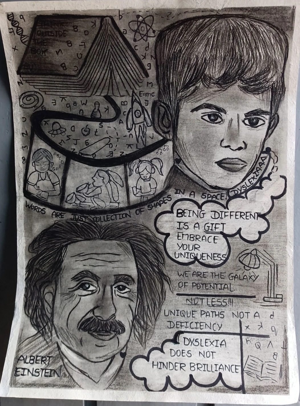 Being different is a gift — embrace your uniqueness, a hand-drawn artwork by Shravani Pradeep Jadhav