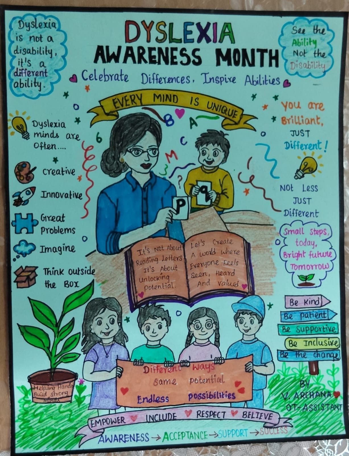 Dyslexia Awareness Month, a hand-drawn artwork by V Archana